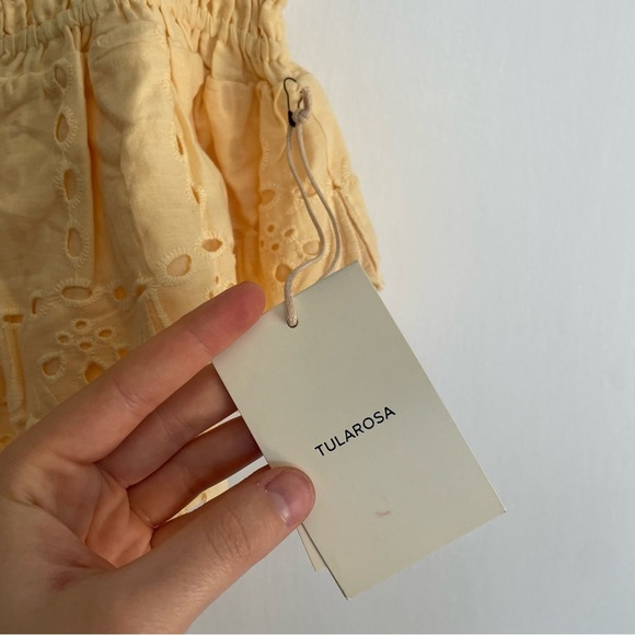 NWT Tularosa Stella Crop Top in Butter Yellow Ruffle Embroidered Smocked XXS - Picture 6 of 11
